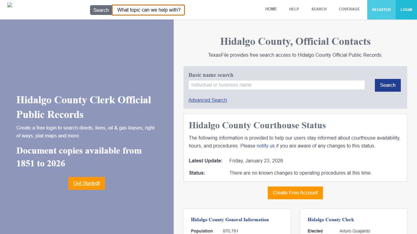 Hidalgo County Clerk Official Public Records TexasFile